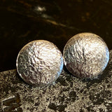Fine silver hammer textured stud earrings