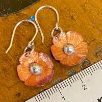 Copper and fine silver flower earrings