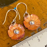 Copper and fine silver flower earrings