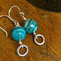 Striped green agate earrings