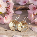 Brass and fine silver flower earrings