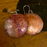 Hammer textured copper disc earrings