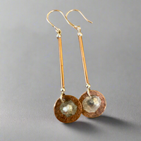 Copper and silver drop earrings