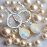 Vintage baroque pearl and silver earrings