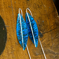 Blue oxidised copper earrings