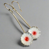 Fine silver and enamel flower earrings