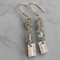 Articulated fine silver panel earrings