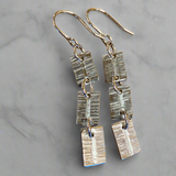 Articulated fine silver panel earrings