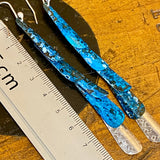Huia range- blue oxidised copper and fine silver earrings