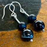 Porcelain and striped black agate earrings