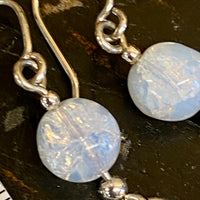 Opal stone and sterling silver earrings