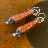 Copper and pounamu earrings