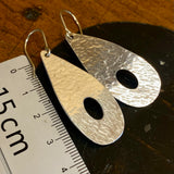 Hammer textured fine silver tear drop earrings