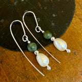 Vintage pearls and pounamu earrings