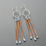 Sterling silver and copper triple drop earrings