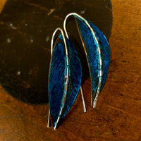 Blue copper and sterling silver earrings