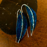 Blue copper and sterling silver earrings