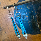 Vintage blue pearls and copper earrings