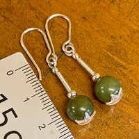 Vintage pounamu on fine silver earrings
