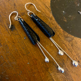 Black copper and fine silver earrings