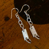 Sterling silver panels on vintage chain drop earrings