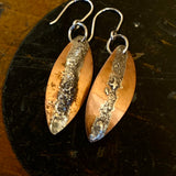 Copper and sterling silver leaf earrings
