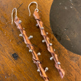 Copper and sterling silver bamboo look statement earrings