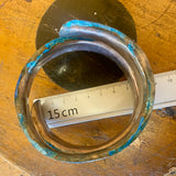 Blue oxidised copper coil wrist bracelet/bangle