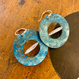 Copper and fine silver planet earrings