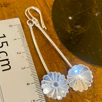 Fine silver daisy earrings
