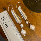 Fine silver and vintage pearl earrings