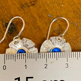 Fine silver and blue enamel flower earrings