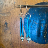 Vintage blue pearls and copper earrings