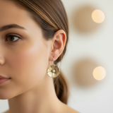 Brass and fine silver flower earrings