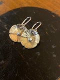 Brass and fine silver flower earrings