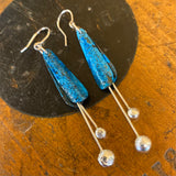 Oxidised copper and fine silver earrings