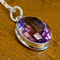 Amethyst in sterling silver necklace pendant
