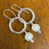 Vintage pearls on sterling silver hoop earrings