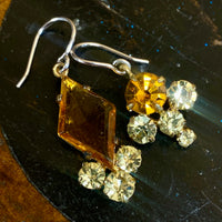 Vintage asymmetrical glass earrings