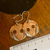 Copper and silver disc earrings