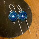 Blue copper flower earrings