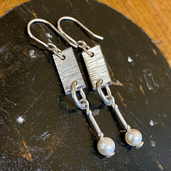 Sterling silver and vintage pearl earrings