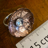 Statement silver and copper flower ring