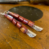 Huia range- oxidised copper and fine silver earrings