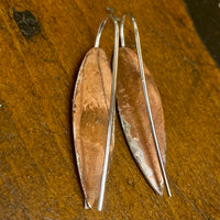 Fine silver over copper fixed hook earrings