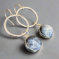 Moss agate in sterling silver earrings