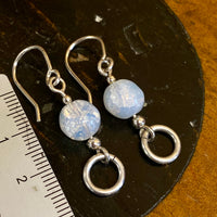 Opal stone and sterling silver earrings