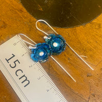 Blue copper flower earrings