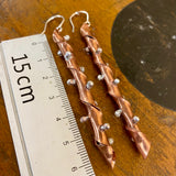 Copper and sterling silver bamboo look statement earrings