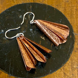 Copper flower petal earrings